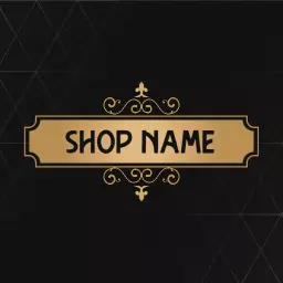 Elegant Black and Gold Royal Shop Name Sign Logo Template