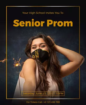 Elegant Black and Gold Senior Prom Invitation Poster Template