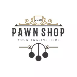 Elegant Black and Gold Vintage Pawn Shop Design Logo Template