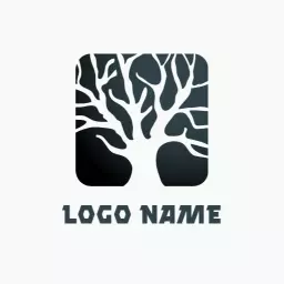 Elegant Black and Gray Tree Design Representing Nature Gradient Logo Template