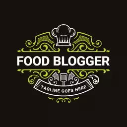 Elegant Black and Green Culinary Designs for Food Blogger Logo Template