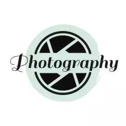 Elegant Black and Mint Photography Logo with Camera Lens Design Logo Template