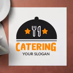 Elegant Black and Orange Catering Service Logo Template