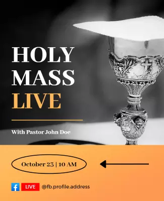 Elegant Black and Orange Holy Mass Live Streaming Poster Template