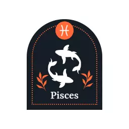 Elegant Black and Orange Pisces Zodiac Symbol Logo Template