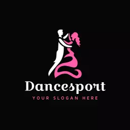 Elegant Black and Pink Dancesport Couples Dance Logo Template