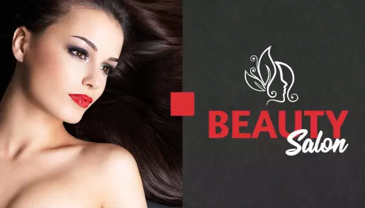 Elegant Black and Red Beauty Salon Promotional Business Card Template
