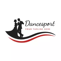 Elegant Black and Red Dancesport Dance Competition Logo Template