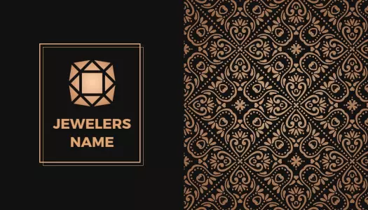 Elegant Black and Rose Gold Jewelry Boutique Business Card Template