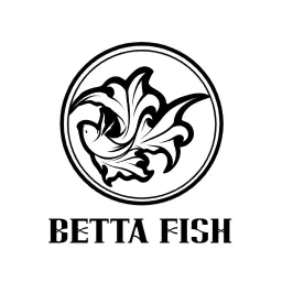 Elegant Black and White Artistic Betta Fish Logo Template