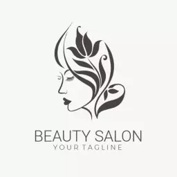 Elegant Black and White Beauty Salon with Floral Designs Logo Template