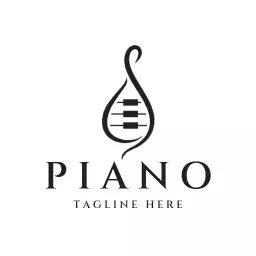 Elegant Black and White Design Celebrating Piano Music Logo Template