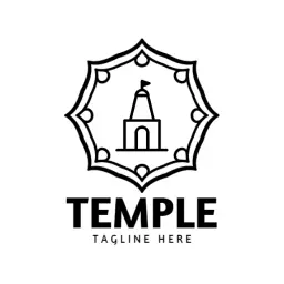 Elegant Black and White Design Showcasing Temple Logo Template