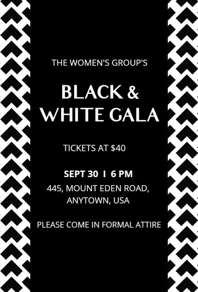 Elegant Black and White Gala Celebration Invitation Template