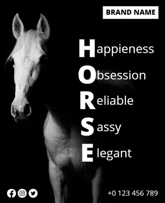 Elegant Black and White Horse Promotion Flyer Template