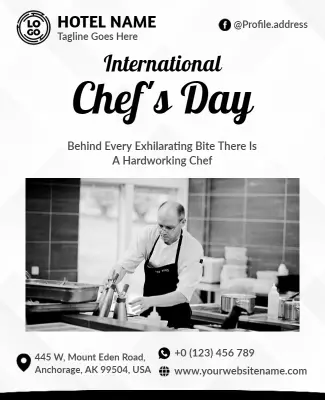 Elegant Black and White International Chefs Day Celebration Poster Template