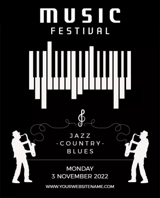 Elegant Black and White Jazz Music Festival Poster Template