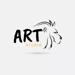 Elegant Black and White Lion Design for Art Studio Logo Template