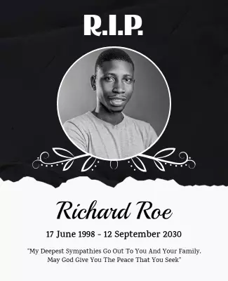 Elegant Black and White Memorial Tribute Poster Template