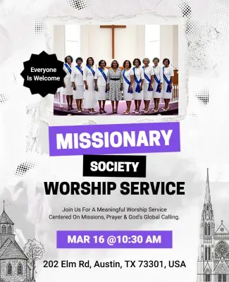 Elegant Black and White Missionary Service Invitation Flyer Template