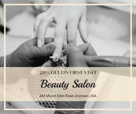 Elegant Black and White Nail Salon Promotion with Discount Offer Ad Template