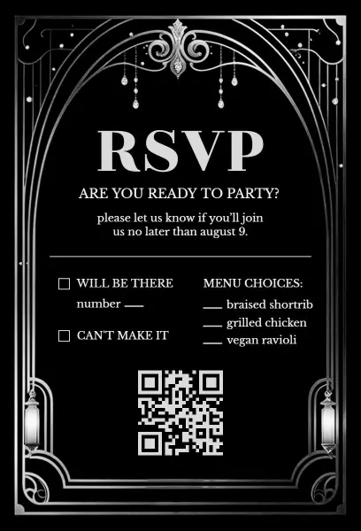 Elegant Black and White Party RSVP Invitation Template