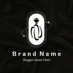 Elegant Black and White Perfume Bottle Design Logo Template