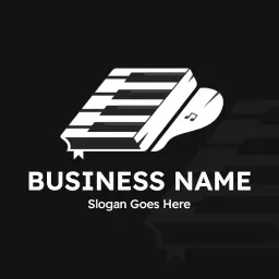 Elegant Black and White Piano Keys Design for Music Logo Template