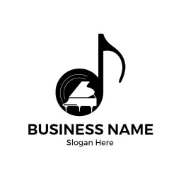 Elegant Black and White Piano Music Symbol Logo Template