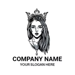 Elegant Black and White Princess Portrait with Crown Logo Template