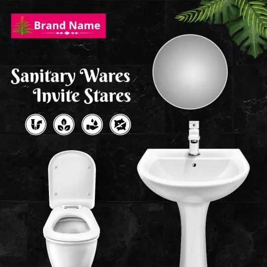 Elegant Black and White Sanitary Wares Promotion Ad Template