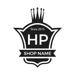 Elegant Black and White Shield Incorporating Shop Name Logo Template