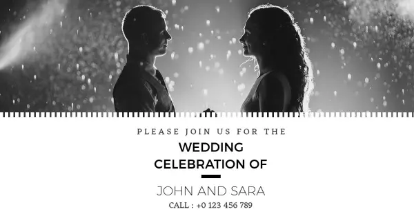 Elegant Black and White Silhouette Wedding Celebration Banner Template