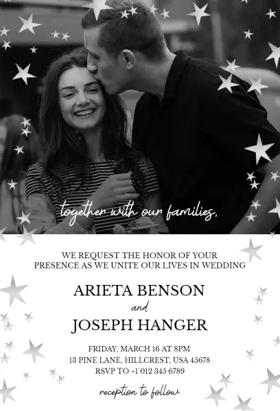 Elegant Black and White Wedding Ceremony Invitation Template
