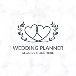 Elegant Black and White Wedding Planner with Heart Design Logo Template