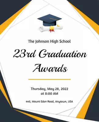 Elegant Black and Yellow Graduation Awards Ceremony Poster Template