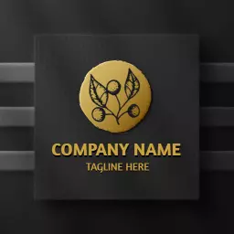Elegant Black Background Featuring Gold Leaf Design Mockup Template