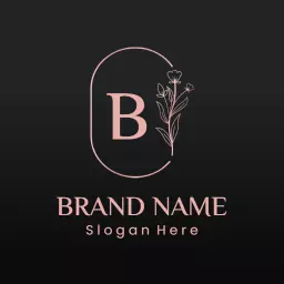 Elegant Black Background with Floral Accents Luxury Logo Template