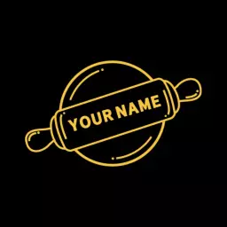 Elegant Black Background with Golden Rolling Pin Bakery Logo Template