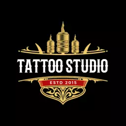 Elegant Black Background with Tattoo Studio Emblem Logo Template