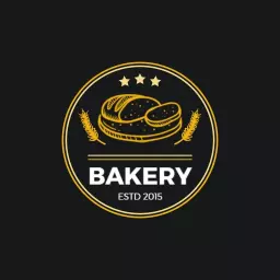 Elegant Black Bakery Logo Featuring Freshly Baked Bread Loaves Logo Template