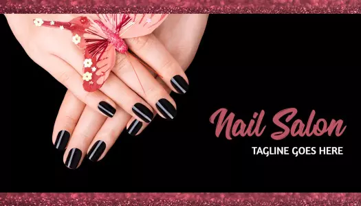 Elegant Black Butterfly Nail Salon Business Card Template
