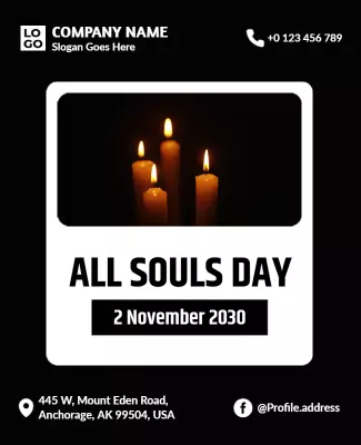 Elegant Black Candlelight All Souls Day Poster Template