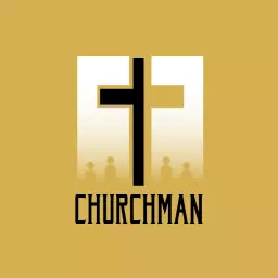 Elegant Black Cross Design on Gold Background Churchman Logo Template