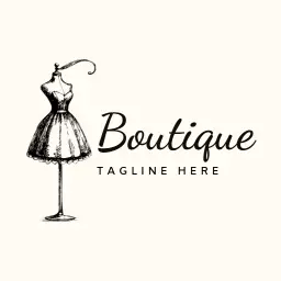 Elegant Black Dress Sketch with Boutique Style Logo Template