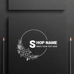 Elegant Black Floral Design for Stylish Mockup Logo Template