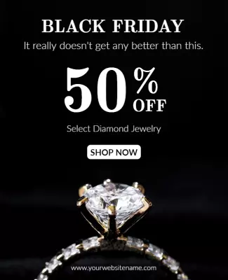 Elegant Black Friday Diamond Jewelry Sale Poster Template