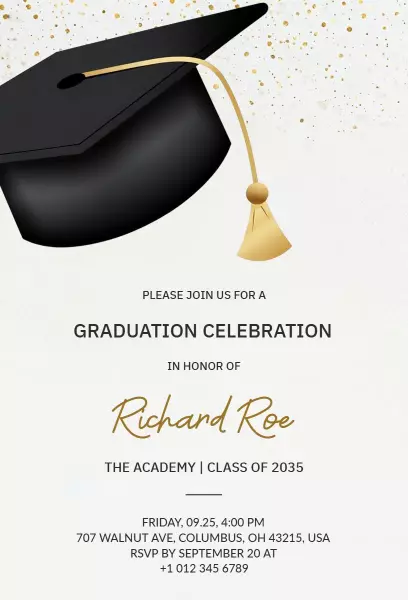 Elegant Black Gold Graduation Ceremony Invitation Template
