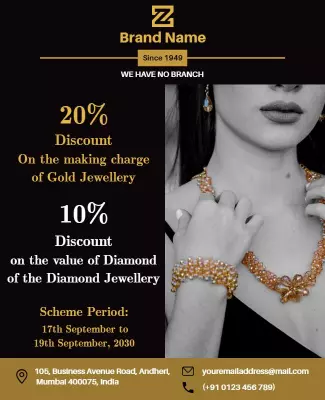 Elegant Black Gold Jewellery Discount Offer Poster Template