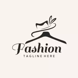 Elegant Black Hat and Hanger Design in Fashion Logo Template